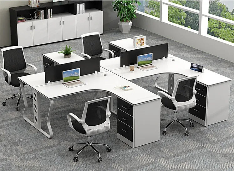 Modern 1.4m L/T Shape Wooden Office Desk for 4 People Modular Design Home and School Usage  boss office desk