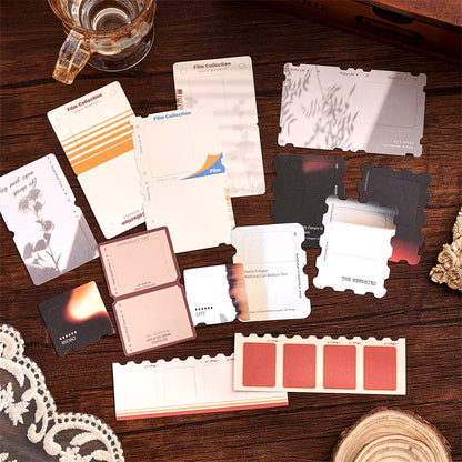 100 pcs/pack Vintage Movie Film Cards Notes And Stickers Set Pack For Scrapbook Kit Film Strip Photo Frame Journaling Supplies