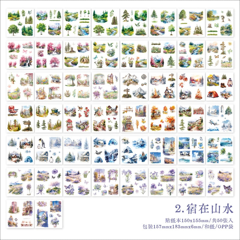 4Style 50Sheets/pack earthly series sticker book for DIY handbook diary phone case calendar photo frame Laptop decoration