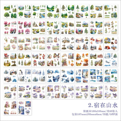 4Style 50Sheets/pack earthly series sticker book for DIY handbook diary phone case calendar photo frame Laptop decoration