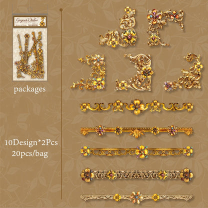 6Style 20Pcs/bag Baroque Style Edge Stickers Creative Materials DIY Handbook Scrapbook Photo Frame Calendar