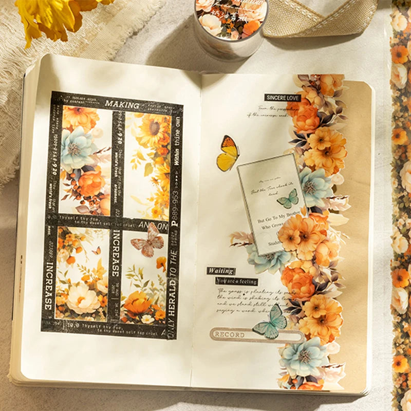 4Style 1Roll/bag floral aquascape tape for DIY handbook cup calendar envelope glass bottle photo frame scrapbook decoration