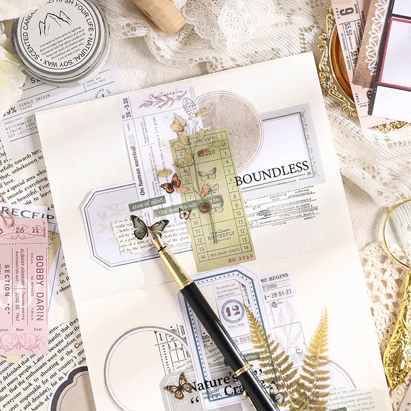 Mr. Paper, Retro Writing Bordered Message Paper, Scrapbook Supplies, Desktop Message, Decorative Notebook Photo Frame 100pcs