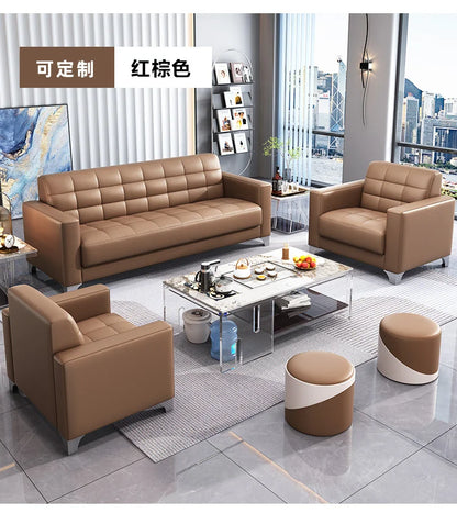 Office Sofa Business Reception Modern Simple Guest Single Three-person Office Sofa Coffee Table Combination Set