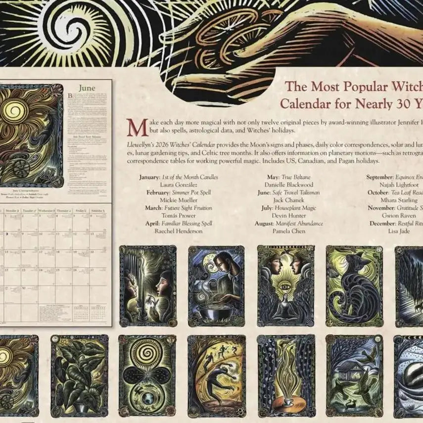 Witches' Calendar 2026 Witches' Botanical Calendar Book Wall Hanging Decorative Wall Art Creative Gift For Family Friends