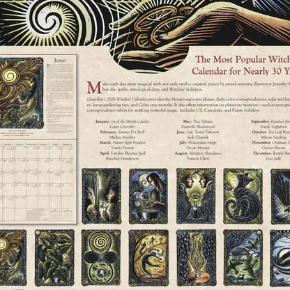 Witches' Calendar 2026 Witches' Botanical Calendar Book Wall Hanging Decorative Wall Art Creative Gift For Family Friends