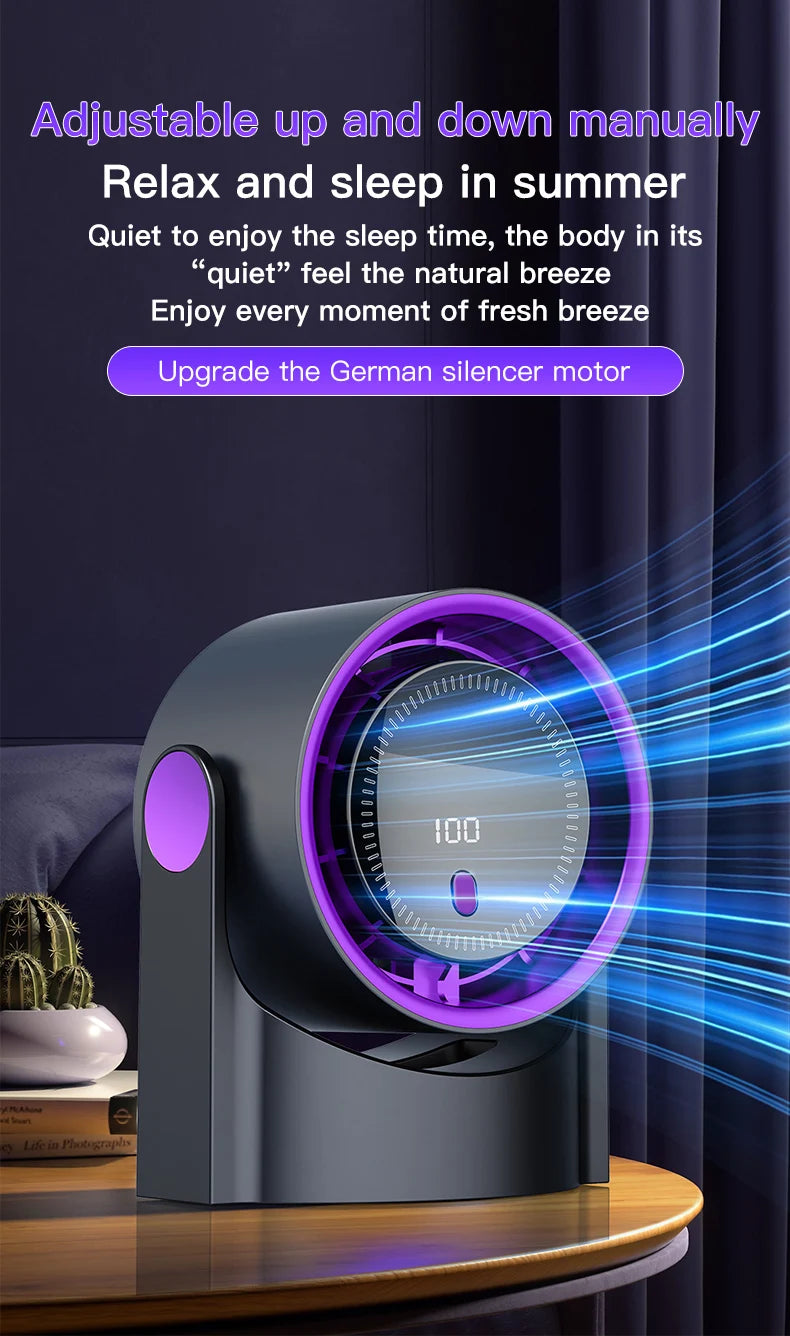 2025 Portable Wall Hanging Fan Digital Display Desktop Fan 100 Wind Speeds  Rechargeable Office Home Electric Mini Fans