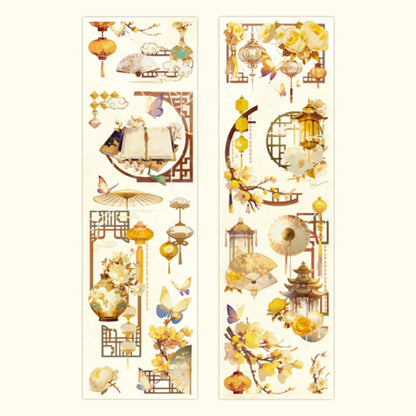 Mr. Paper 4Style 1Roll/bag National Style Shell Light PET Die Cut Tape for DIY Handbook Phone Case Photo Frame Decoration