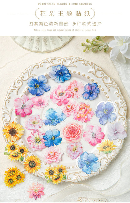 Yoofun 50pcs/lot Creative PET Flower Stickers for Gift Card Photo Frame Journal Scrapbooking Decoration Label Stationery
