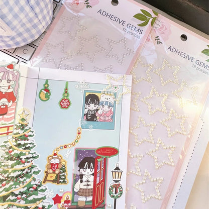 MINKYS New Arrival Pearl Star Heart Bling Bling Stickers DIY Scrapbook Stickers Confetti Decoration DIY Photo Frame Face Sticker