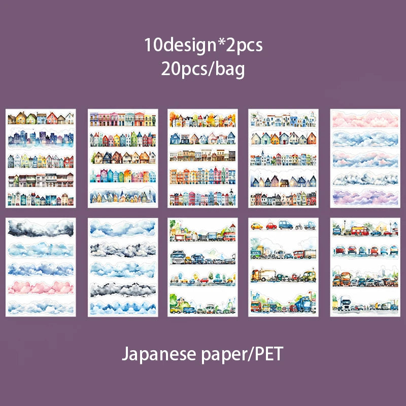 Mr. Paper 4Style 20Pcs/bag Into Nature Series Landscaping Sticker Book DIY Handbook Scrapbook Phone Case Photo Frame Calendar