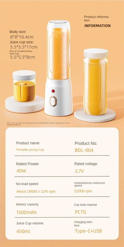 Portable  Blender For Kitchen And Home  Wireless Electric Fruit Juicer Machine Shakes and Smoothies Personal Travel Blender