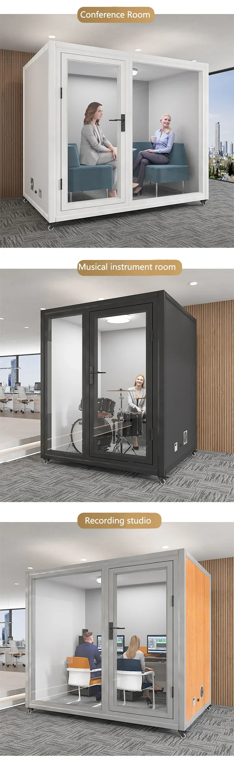 Portable Soundproof Office Cabin, Mobile Office, Soundproof Reading Room, with Ventilation System, Suitable for Indoor Use