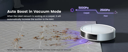 OKP K5P Robot Vacuum Cleaner, 5000Pa, 180 Mins, WiFi/App, Slim Design, Self-Charging, Perfect for Hard Floors, Pet Hair, Carpets