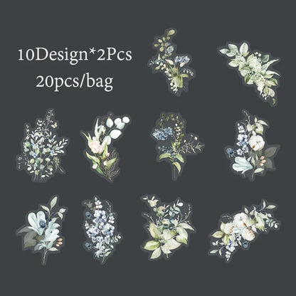 Mr.Paper,20PCS, Plant Themed Stickers, DIY Decorative Scrapbook Notebook Photo Frame Diary Stationery Flower Leaf Stickers Gifts