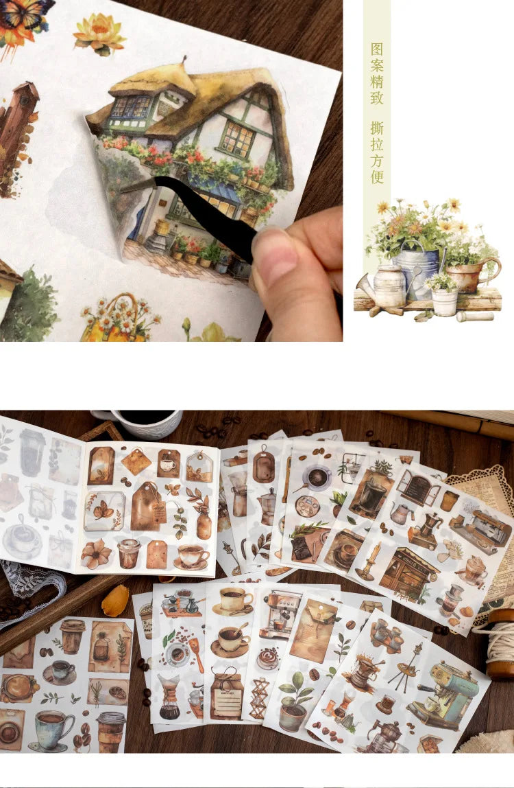 4Style 50Sheets/pack earthly series sticker book for DIY handbook diary phone case calendar photo frame Laptop decoration