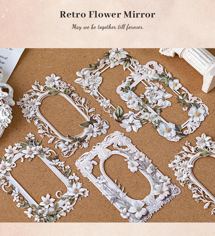 10Sheets/Bag Hollow Relief Retro Frame Collage Card European Flower Photo Frame Hand Account Decoration Material