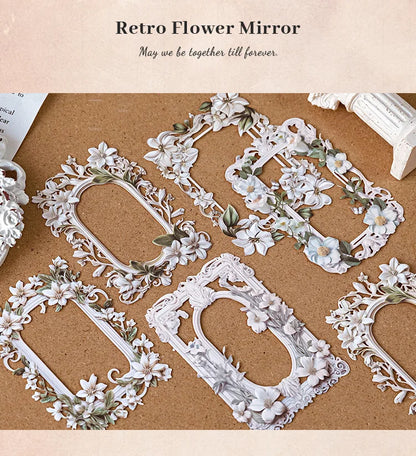 10Sheets/Bag Hollow Relief Retro Frame Collage Card European Flower Photo Frame Hand Account Decoration Material