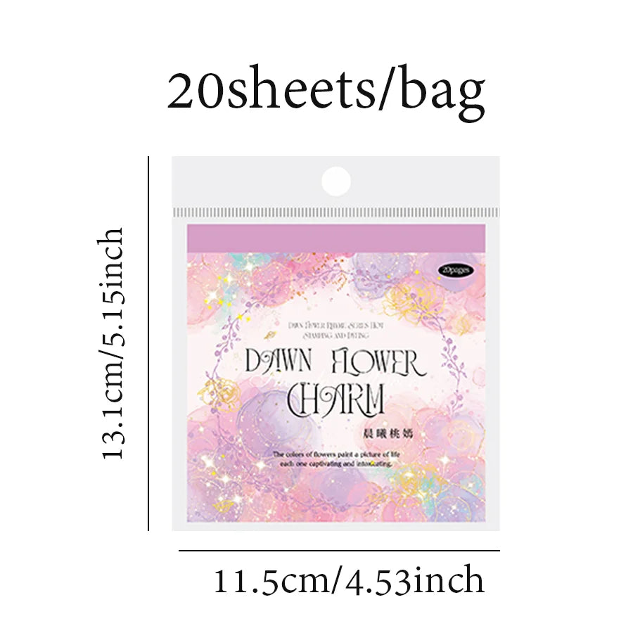 Mr Paper 20Pcs/bag Flower Watercolour Dyeing Foil Stamping Die-cut Sticker Book DIY Handbook Photo Frame Album Calendar