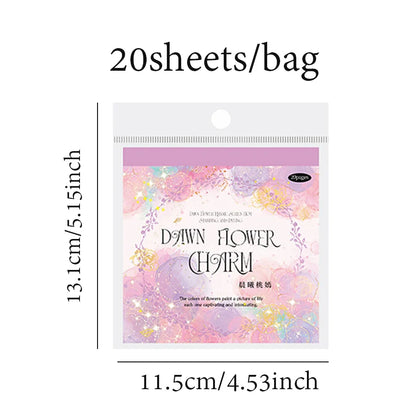 Mr Paper 20Pcs/bag Flower Watercolour Dyeing Foil Stamping Die-cut Sticker Book DIY Handbook Photo Frame Album Calendar