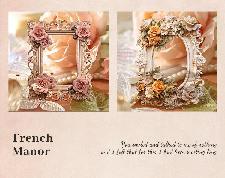 10Sheets/Bag Hollow Relief Retro Frame Collage Card European Flower Photo Frame Hand Account Decoration Material