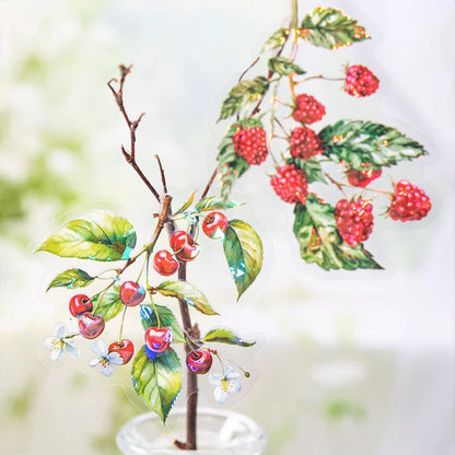 6Style 20Pcs/bag Fruit Full of Branches Series Shell Light Stickers Creative Material DIY Handbook Scrapbook Photo Frame