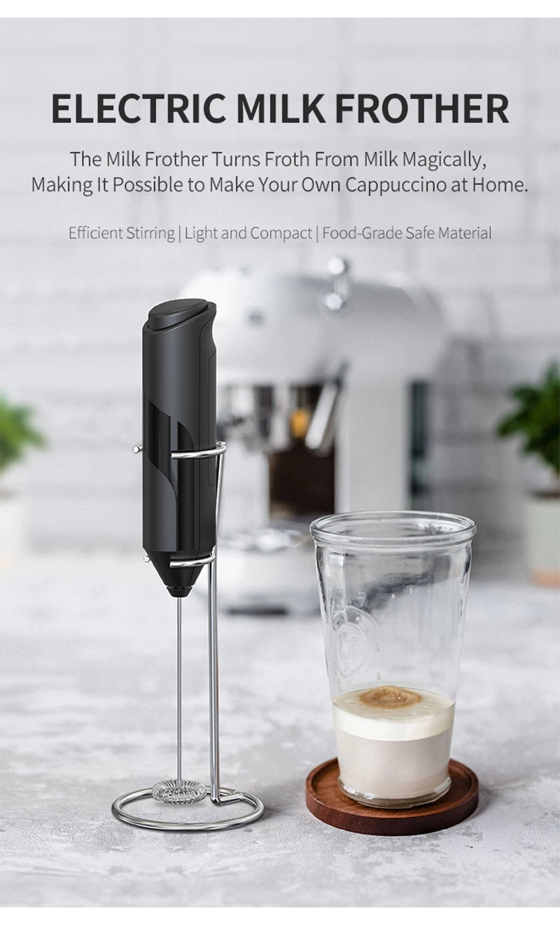 Portable Mini Electric Milk Frother Foamer Coffee Foam Egg Beater Cappuccino Stirrer Food Blender Kitchen with Stand Whisk Tools