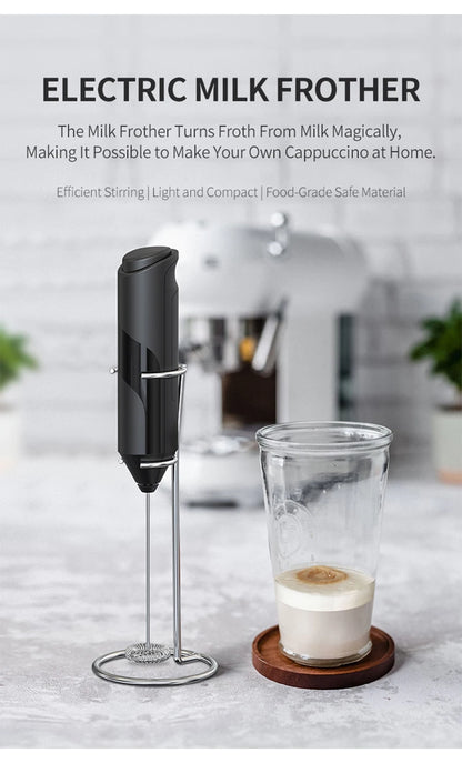 Portable Mini Electric Milk Frother Foamer Coffee Foam Egg Beater Cappuccino Stirrer Food Blender Kitchen with Stand Whisk Tools