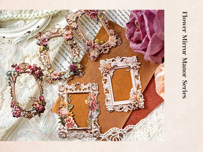 10Sheets/Bag Hollow Relief Retro Frame Collage Card European Flower Photo Frame Hand Account Decoration Material
