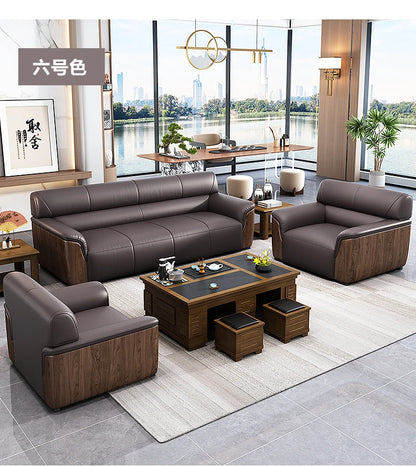 Office Sofa Business Simple Lounge Area New Chinese Style Reception Meeting Negotiation Three-person Coffee Table Combination