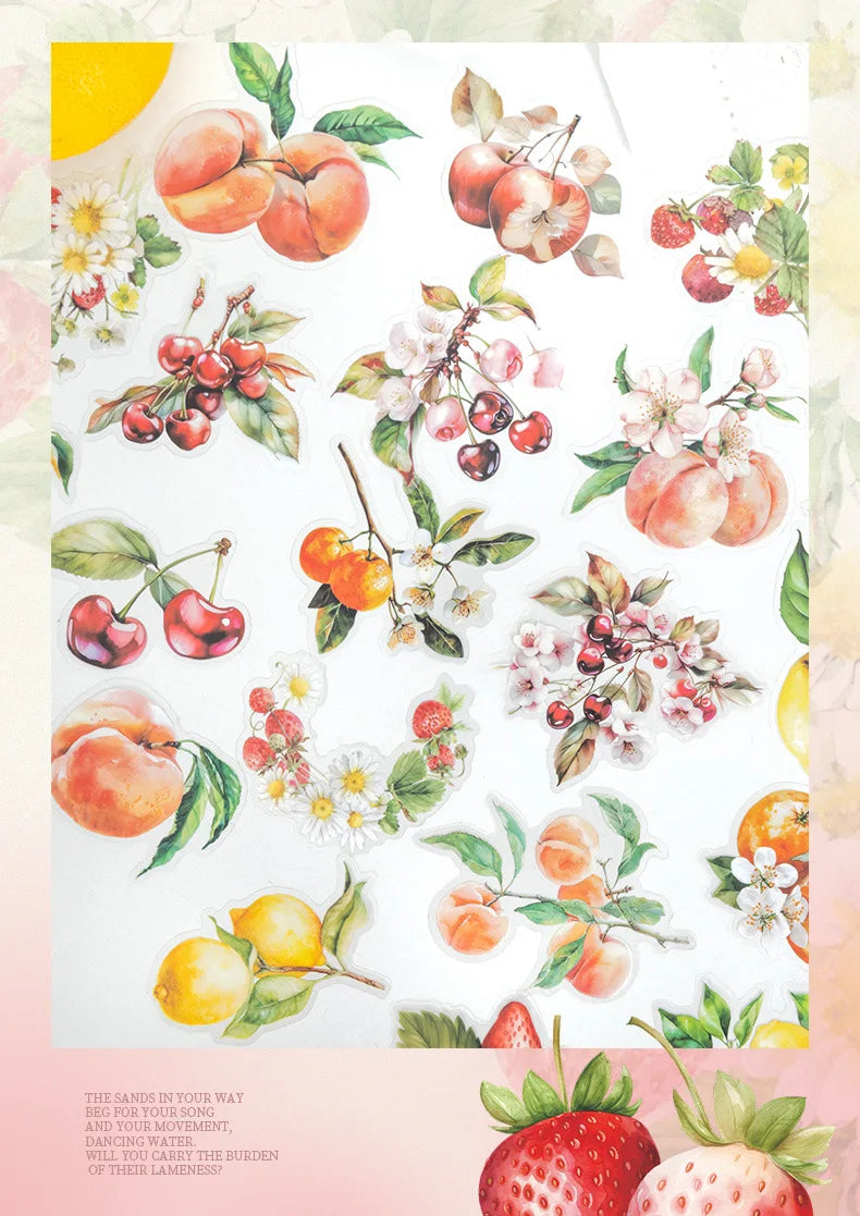 Mr. Paper10pcs/pack Strawberry PET Sticker Pack Fruit Sticker Decoration Scrapbook Photo Frame phone Case laptop Phone Case Gift