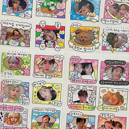 Korean Cute Kawaii Graffiti Style Photo Frame Stickers Girl Photo Star Card Photo Album Diary DIY Decorative Cartoon Stickers