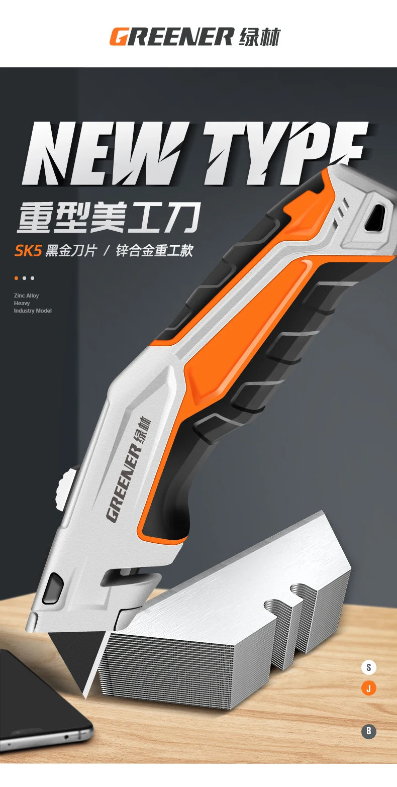 Greener Folding Zinc Alloy Heavy Duty Box Cutter Multifunctional Thickening Tool Wallpaper Utility Knife Paper Cutting