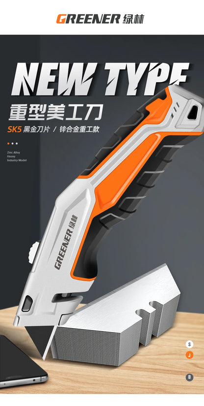 Greener Folding Zinc Alloy Heavy Duty Box Cutter Multifunctional Thickening Tool Wallpaper Utility Knife Paper Cutting