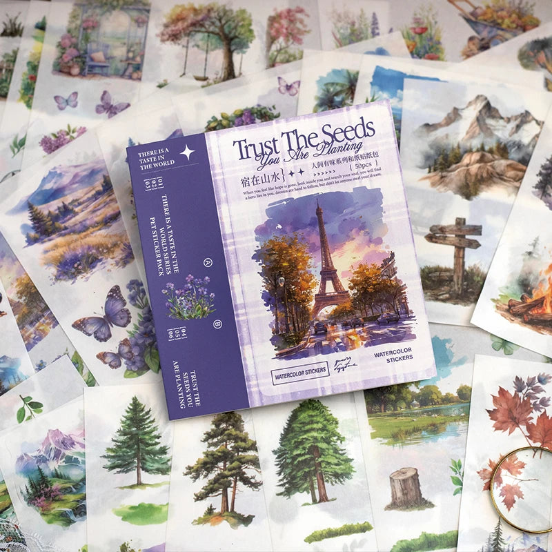 4Style 50Sheets/pack earthly series sticker book for DIY handbook diary phone case calendar photo frame Laptop decoration