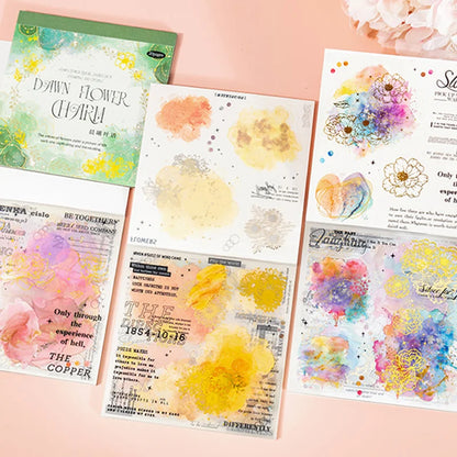 Mr Paper 20Pcs/bag Flower Watercolour Dyeing Foil Stamping Die-cut Sticker Book DIY Handbook Photo Frame Album Calendar