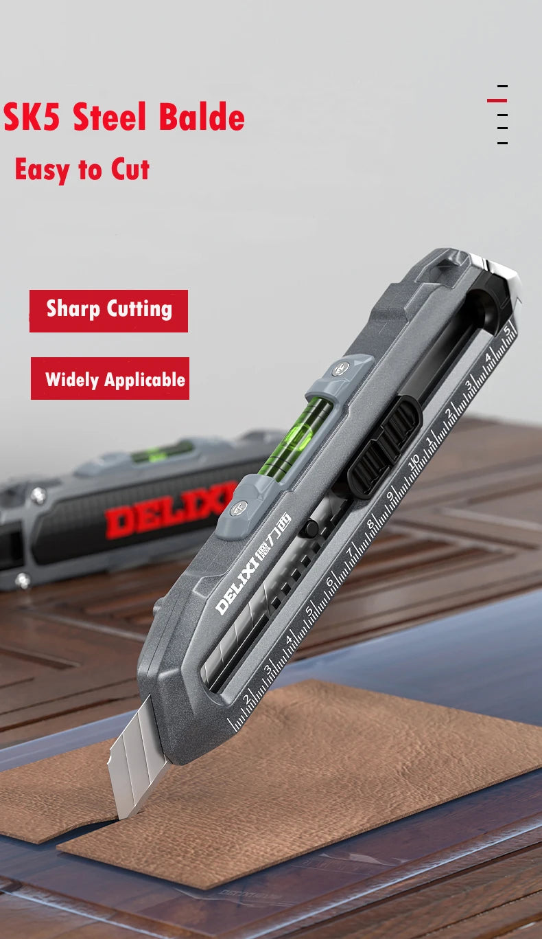 Multifunctional Utility Knife with Ruler and Level High Quality Cutting Tool Heavy-Duty All Steel Thickened Wallpaper Knife