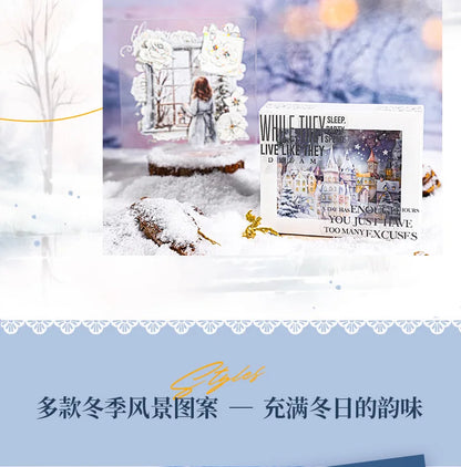 Mr. Paper, 10pcs/pack, Winter Landscape Large-sized PET Stickers, Decorative Collage Scrapbook, Photo Frame, Phone Case,notebook