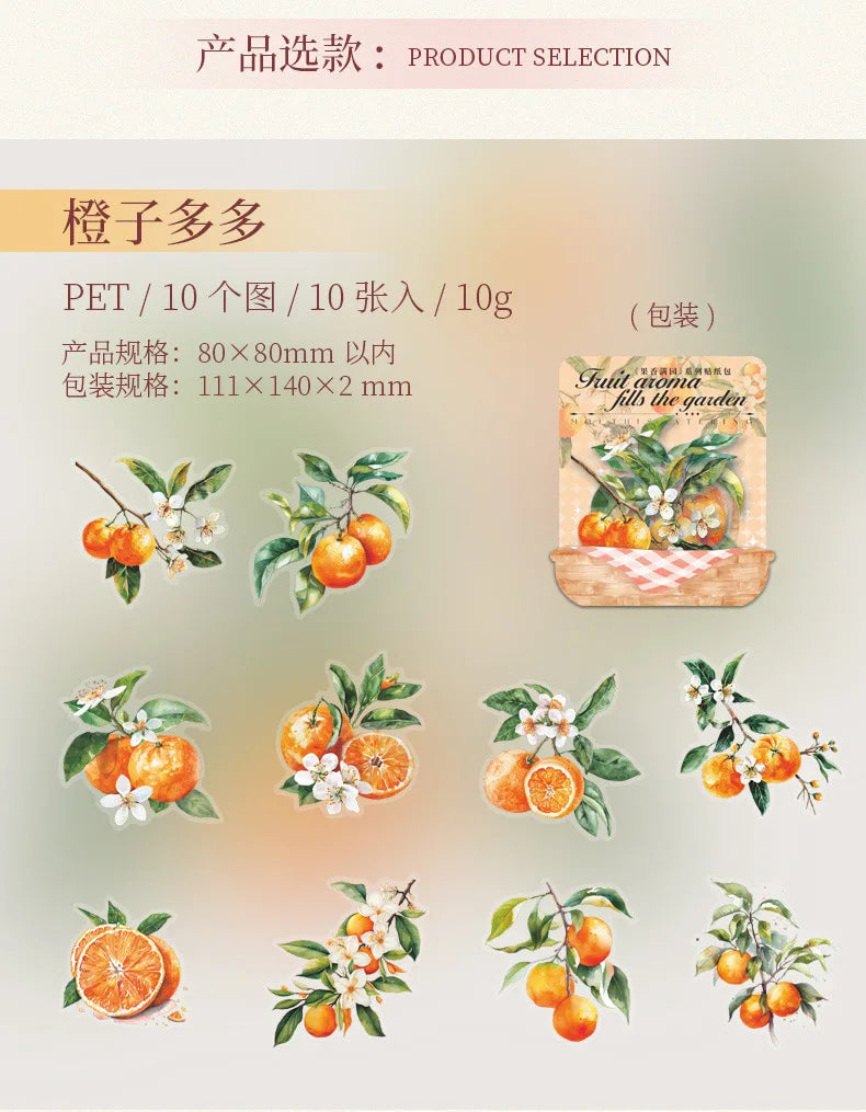 Mr. Paper10pcs/pack Strawberry PET Sticker Pack Fruit Sticker Decoration Scrapbook Photo Frame phone Case laptop Phone Case Gift
