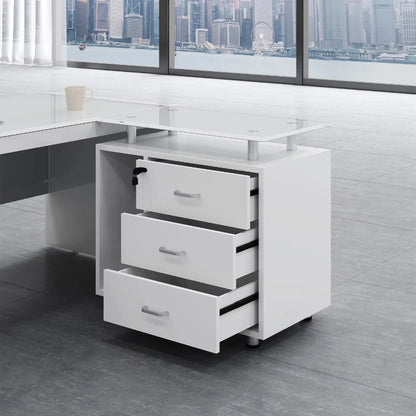 L Shaped White Office Desk Modern Luxury Home Office Workstation Furniture Large Spacious Desktop With Drawers Computer Desk  bo