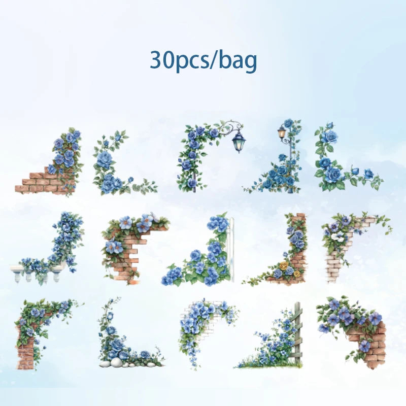 Mr. Paper 6Style 30Pcs/bag Courtyard Corner Series Edge Stickers DIY Handbook Material Decorative Scrapbook Photo Frame Calendar