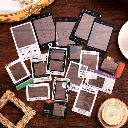 100 pcs/pack Vintage Movie Film Cards Notes And Stickers Set Pack For Scrapbook Kit Film Strip Photo Frame Journaling Supplies