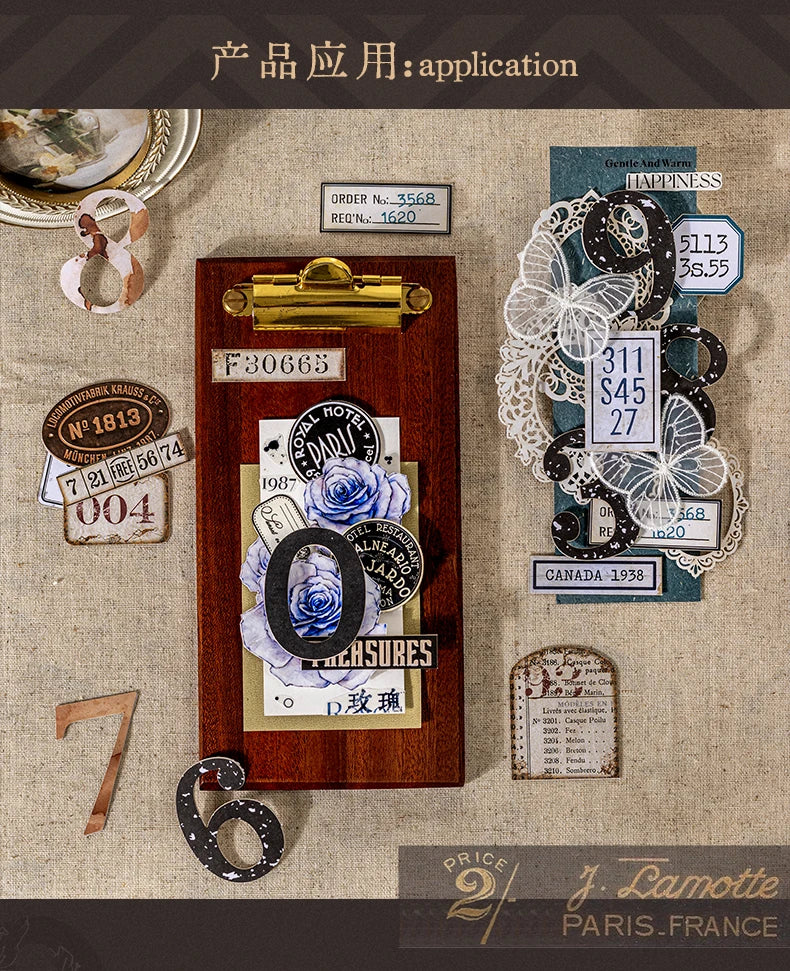 Journal GO 20pcs Creative Hard Card Vintage Numbers Stickers for Photo Frame Scrapbooking Journaling diy Retro Number Sticker