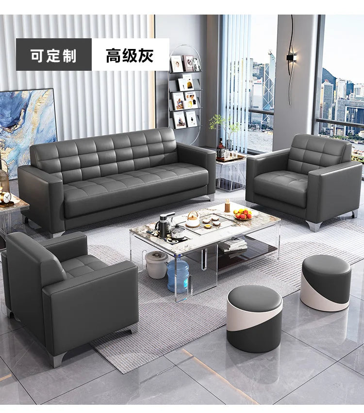 Office Sofa Business Reception Modern Simple Guest Single Three-person Office Sofa Coffee Table Combination Set