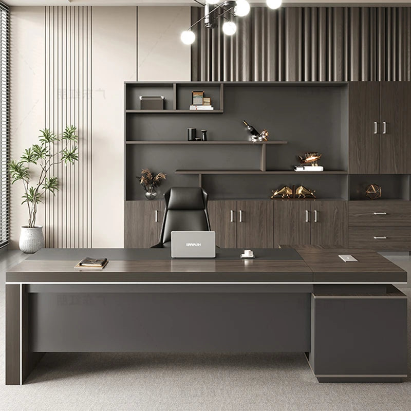 Wooden Lshaped Office Desk Modern Computer Standing Organizers Office Desk Space Saving Escritorio Oficina Postmodern Furniture