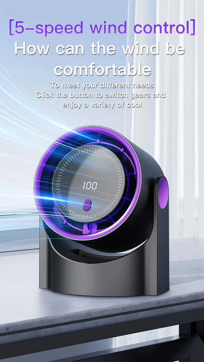 2025 Portable Wall Hanging Fan Digital Display Desktop Fan 100 Wind Speeds  Rechargeable Office Home Electric Mini Fans