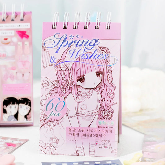 Mr. Paper 1Style 60Sheets/book Spring and Wishes Series Sticker Book DIY Handbook Scrapbook Photo Frame Envelope Decoration