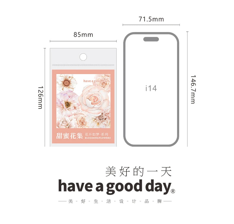 Yoofun 50pcs/lot Creative PET Flower Stickers for Gift Card Photo Frame Journal Scrapbooking Decoration Label Stationery