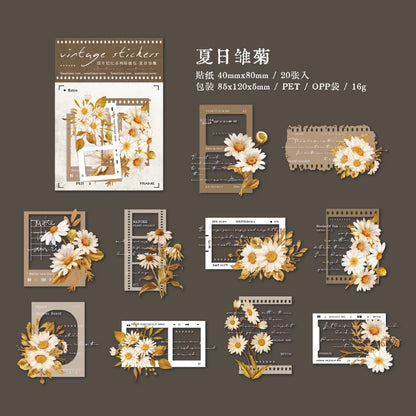 Yoofun 30pcs/lot Vintage Film Boarder Srapbooking Collage Junk Journal Decal Stickers Creative Frame Photo Frame Flower Labels