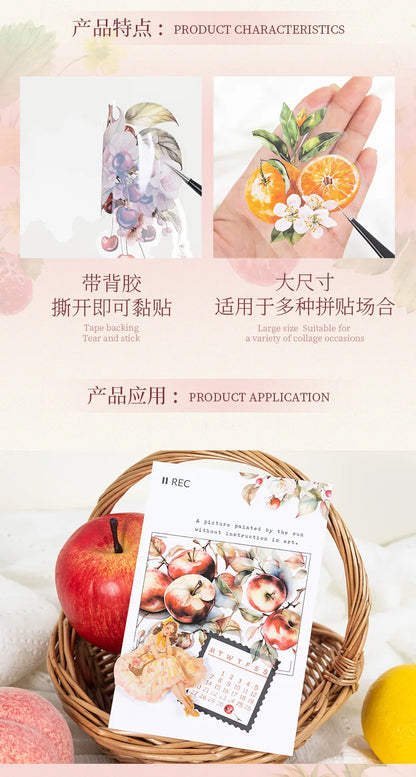 Mr. Paper10pcs/pack Strawberry PET Sticker Pack Fruit Sticker Decoration Scrapbook Photo Frame phone Case laptop Phone Case Gift